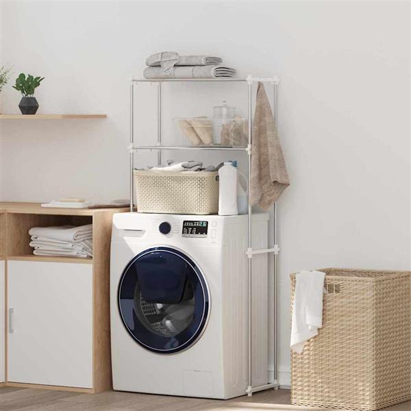 Grote foto vidaxl wasmachineplank met plank wit 63 x 27 x 136 cm aluminium huis en inrichting overige