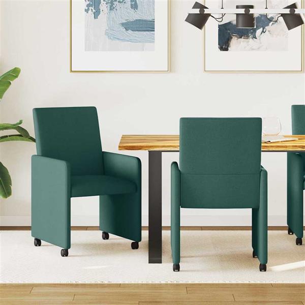 Grote foto vidaxl eetkamerstoel met kussen 2 pcs donkergroen 57 x 66 x 94 cm stof huis en inrichting stoelen