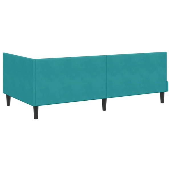 Grote foto vidaxl hoekbedframe met hoofdeinde turquoise 100 x 200 cm fluweel antiek en kunst stoelen en banken