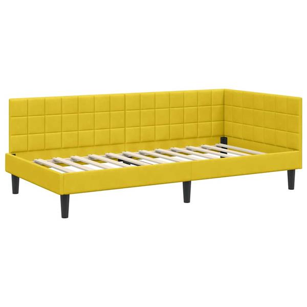 Grote foto vidaxl hoekbedframe met hoofdeinde geel 100 x 200 cm fluweel antiek en kunst stoelen en banken