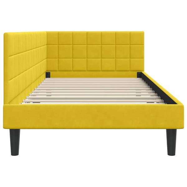 Grote foto vidaxl hoekbedframe met hoofdeinde geel 100 x 200 cm fluweel antiek en kunst stoelen en banken