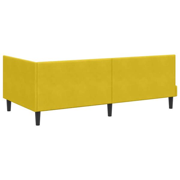 Grote foto vidaxl hoekbedframe met hoofdeinde geel 100 x 200 cm fluweel antiek en kunst stoelen en banken