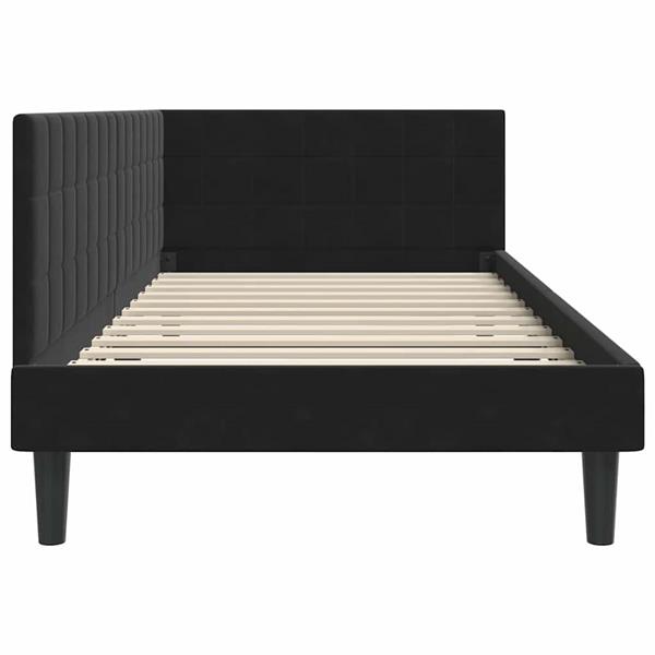 Grote foto vidaxl hoekbedframe met hoofdeinde zwart 100 x 200 cm fluweel antiek en kunst stoelen en banken