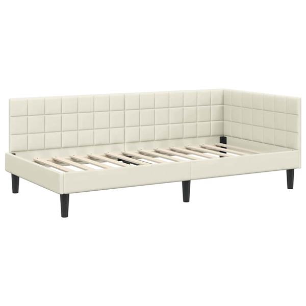 Grote foto vidaxl hoekbedframe met hoofdeinde cr me 90 x 200 cm fluweel antiek en kunst stoelen en banken