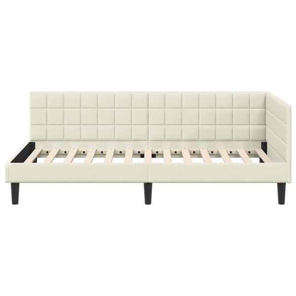 Grote foto vidaxl hoekbedframe met hoofdeinde cr me 90 x 200 cm fluweel antiek en kunst stoelen en banken
