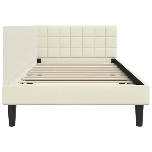 Grote foto vidaxl hoekbedframe met hoofdeinde cr me 90 x 200 cm fluweel antiek en kunst stoelen en banken
