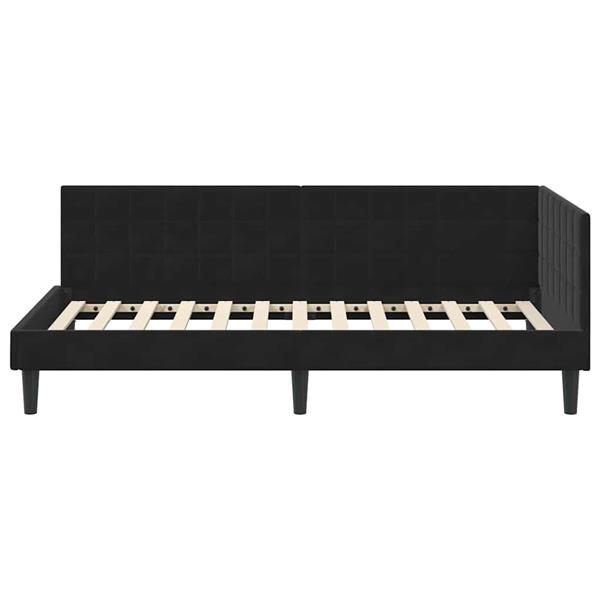Grote foto vidaxl hoekbedframe met hoofdeinde zwart 90 x 200 cm fluweel antiek en kunst stoelen en banken
