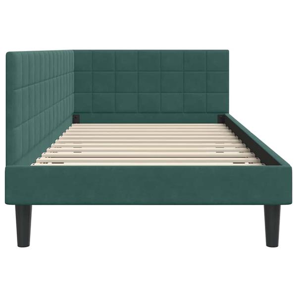 Grote foto vidaxl hoekbedframe met hoofdeinde donkergroen 90 x 200 cm fluweel antiek en kunst stoelen en banken
