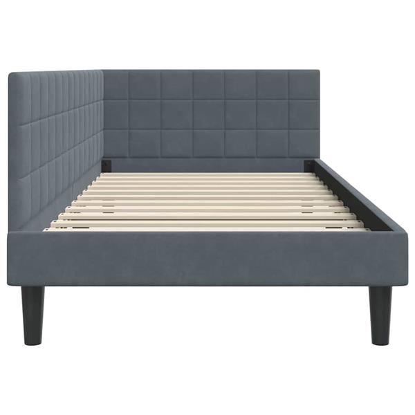 Grote foto vidaxl hoekbedframe met hoofdeinde donkergrijs 90 x 190 cm fluweel antiek en kunst stoelen en banken