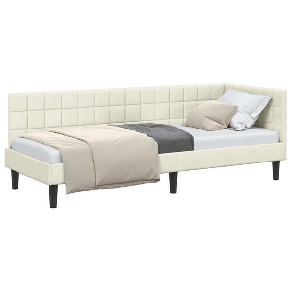 Grote foto vidaxl hoekbedframe met hoofdeinde cr me 80 x 200 cm fluweel antiek en kunst stoelen en banken