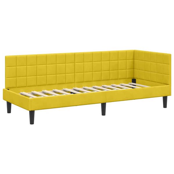 Grote foto vidaxl hoekbedframe met hoofdeinde geel 80 x 200 cm fluweel antiek en kunst stoelen en banken