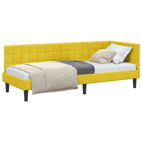 Grote foto vidaxl hoekbedframe met hoofdeinde geel 80 x 200 cm fluweel antiek en kunst stoelen en banken