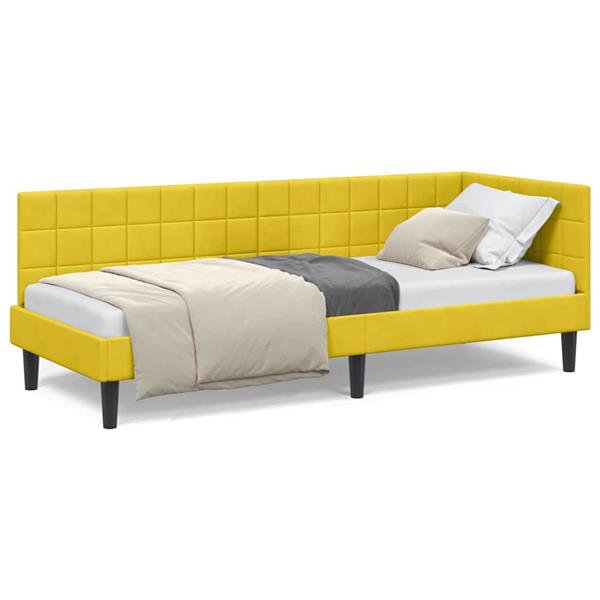 Grote foto vidaxl hoekbedframe met hoofdeinde geel 80 x 200 cm fluweel antiek en kunst stoelen en banken