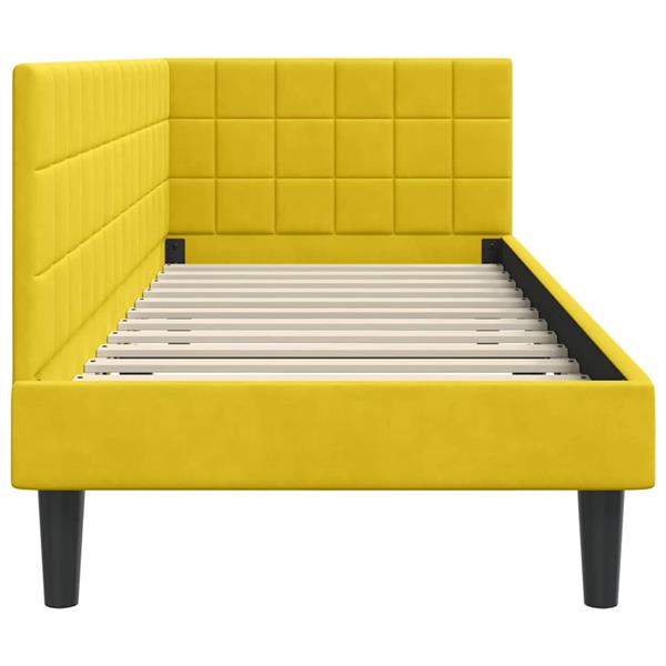 Grote foto vidaxl hoekbedframe met hoofdeinde geel 80 x 200 cm fluweel antiek en kunst stoelen en banken