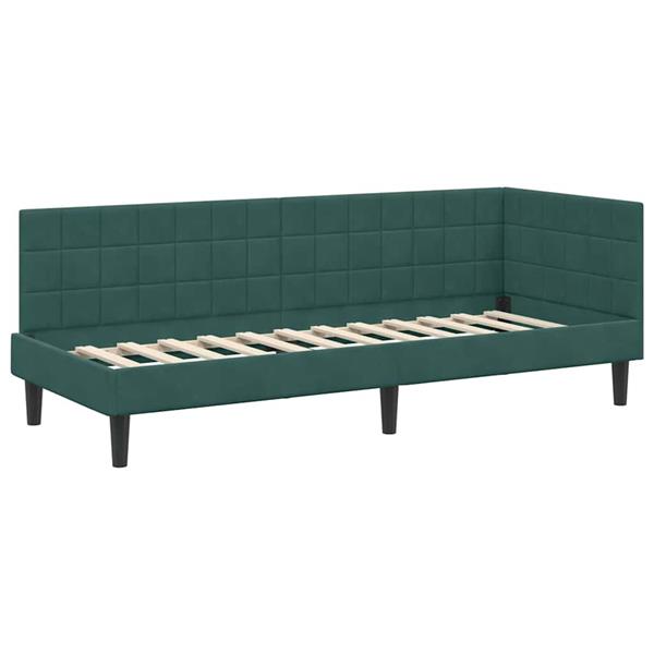 Grote foto vidaxl hoekbedframe met hoofdeinde donkergroen 80 x 200 cm fluweel antiek en kunst stoelen en banken