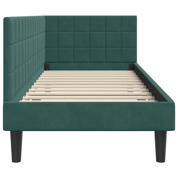 Grote foto vidaxl hoekbedframe met hoofdeinde donkergroen 80 x 200 cm fluweel antiek en kunst stoelen en banken