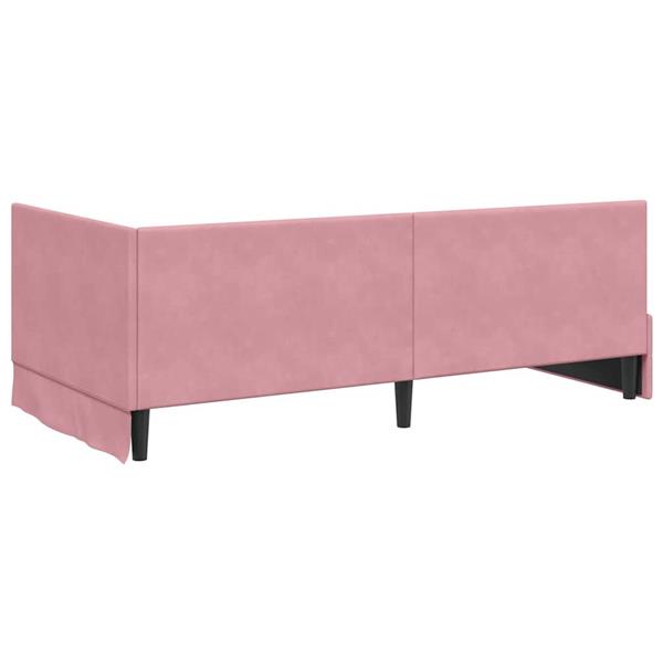 Grote foto vidaxl hoekbedframe met hoofdeinde roze 100 x 200 cm fluweel antiek en kunst stoelen en banken