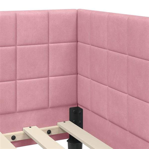 Grote foto vidaxl hoekbedframe met hoofdeinde roze 100 x 200 cm fluweel antiek en kunst stoelen en banken