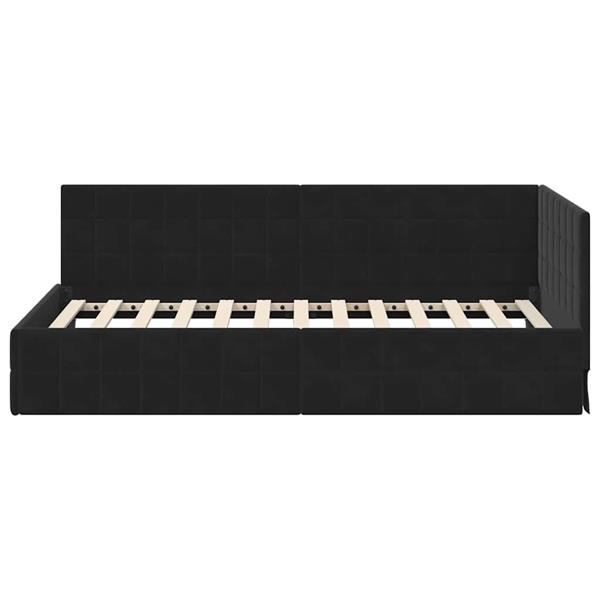 Grote foto vidaxl hoekbedframe met hoofdeinde zwart 90 x 200 cm fluweel antiek en kunst stoelen en banken