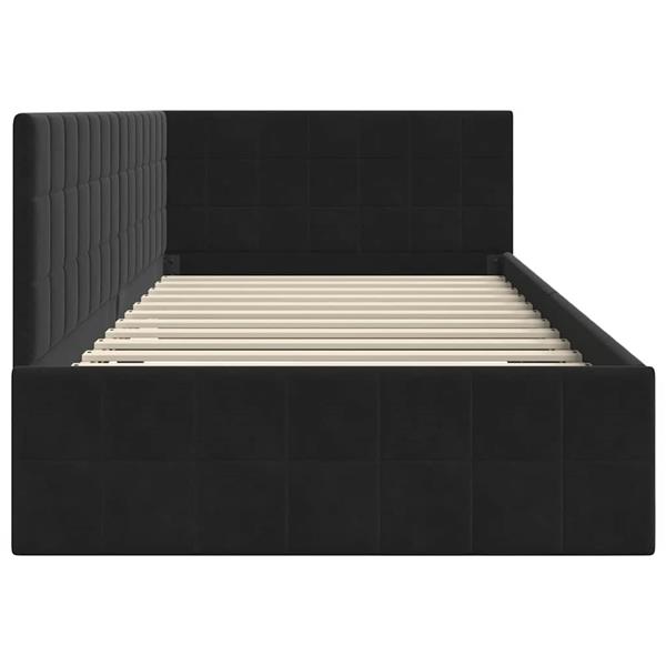 Grote foto vidaxl hoekbedframe met hoofdeinde zwart 90 x 200 cm fluweel antiek en kunst stoelen en banken
