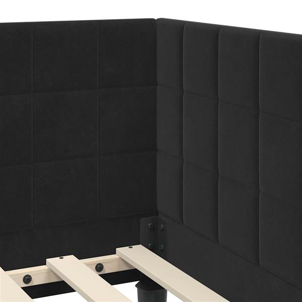 Grote foto vidaxl hoekbedframe met hoofdeinde zwart 90 x 200 cm fluweel antiek en kunst stoelen en banken