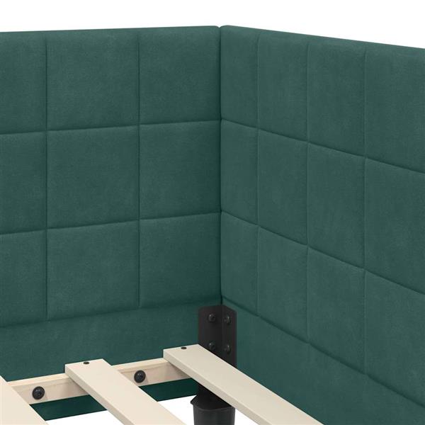 Grote foto vidaxl hoekbedframe met hoofdeinde donkergroen 90 x 200 cm fluweel antiek en kunst stoelen en banken