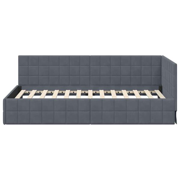Grote foto vidaxl hoekbedframe met hoofdeinde donkergrijs 90 x 200 cm fluweel antiek en kunst stoelen en banken