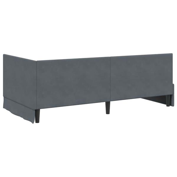 Grote foto vidaxl hoekbedframe met hoofdeinde donkergrijs 90 x 200 cm fluweel antiek en kunst stoelen en banken