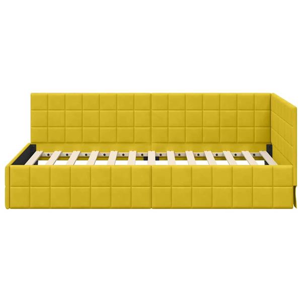 Grote foto vidaxl hoekbedframe met hoofdeinde geel 90 x 190 cm fluweel antiek en kunst stoelen en banken