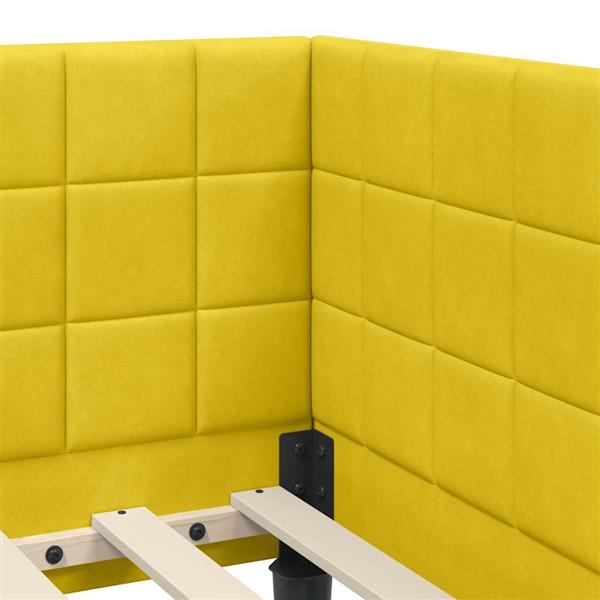 Grote foto vidaxl hoekbedframe met hoofdeinde geel 90 x 190 cm fluweel antiek en kunst stoelen en banken