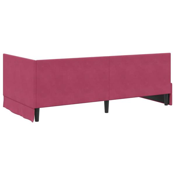 Grote foto vidaxl hoekbedframe met hoofdeinde wijnrood 90 x 190 cm fluweel antiek en kunst stoelen en banken