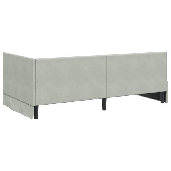 Grote foto vidaxl hoekbedframe met hoofdeinde lichtgrijs 90 x 190 cm fluweel antiek en kunst stoelen en banken