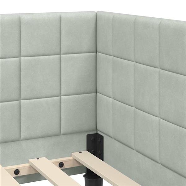 Grote foto vidaxl hoekbedframe met hoofdeinde lichtgrijs 90 x 190 cm fluweel antiek en kunst stoelen en banken