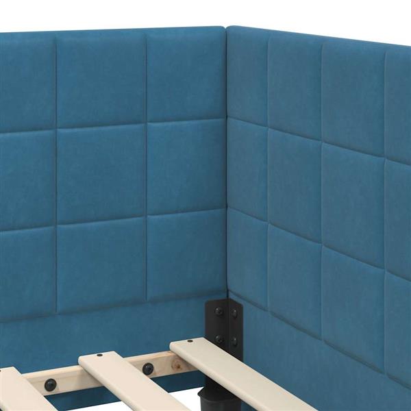 Grote foto vidaxl hoekbedframe met hoofdeinde blauw 90 x 190 cm fluweel antiek en kunst stoelen en banken