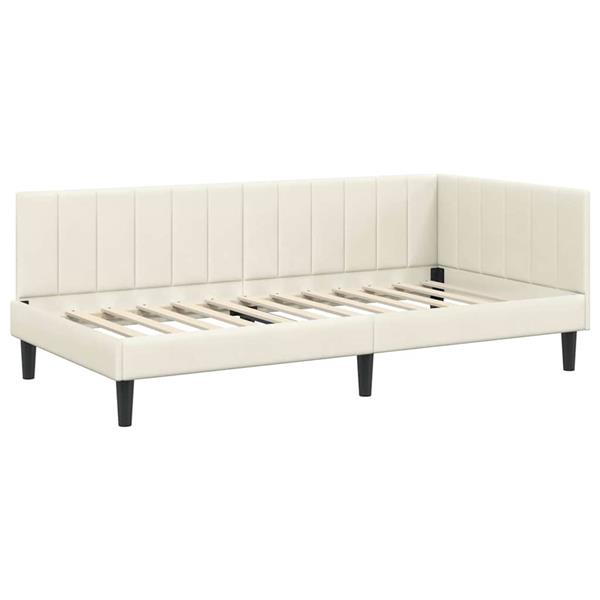 Grote foto vidaxl hoekbedframe met hoofdeinde cr me 100 x 200 cm fluweel antiek en kunst stoelen en banken