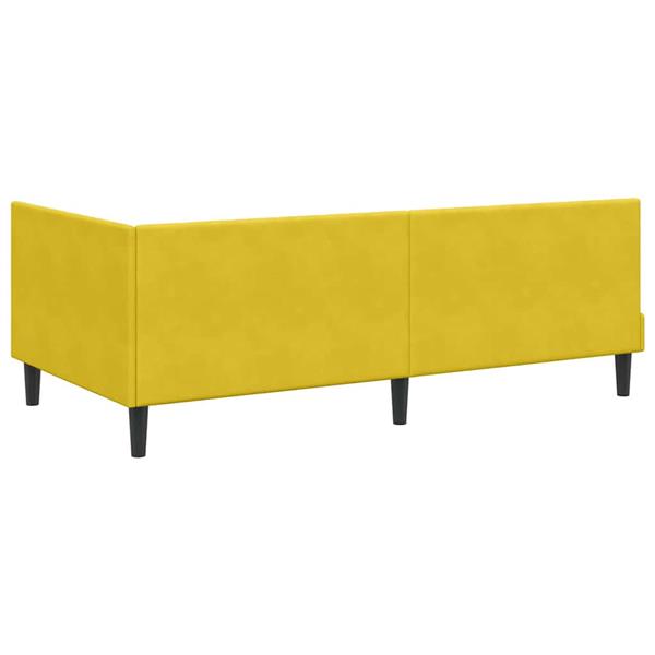 Grote foto vidaxl hoekbedframe met hoofdeinde geel 90 x 190 cm fluweel antiek en kunst stoelen en banken