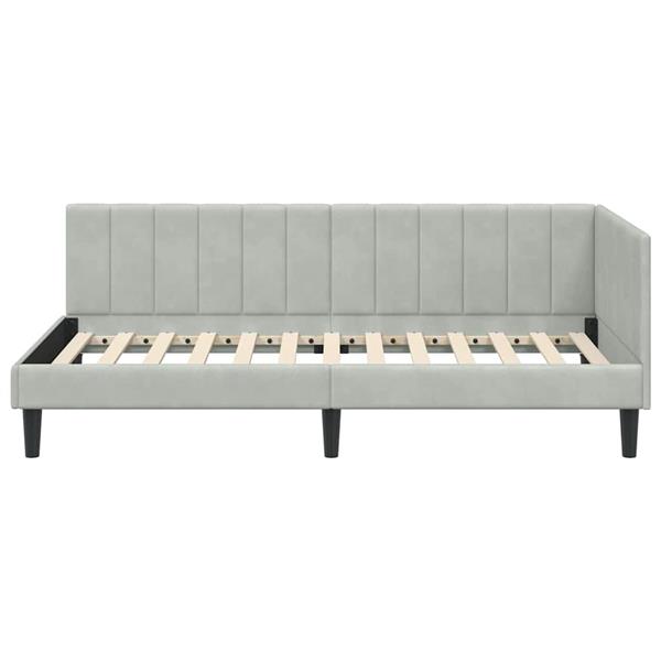 Grote foto vidaxl hoekbedframe met hoofdeinde lichtgrijs 90 x 190 cm fluweel antiek en kunst stoelen en banken