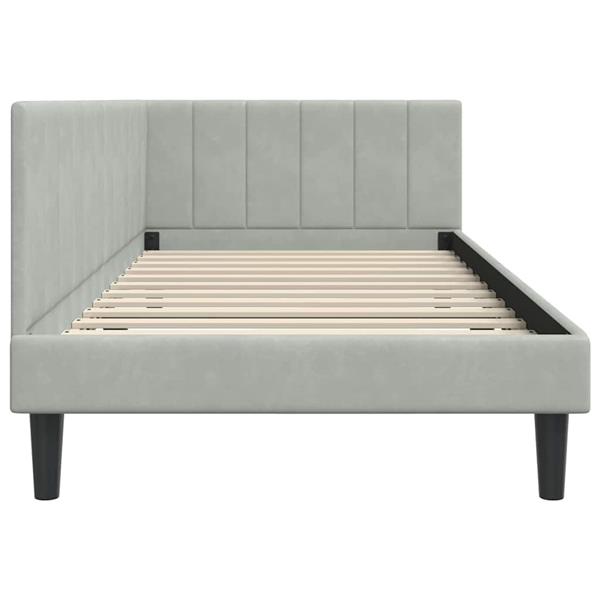 Grote foto vidaxl hoekbedframe met hoofdeinde lichtgrijs 90 x 190 cm fluweel antiek en kunst stoelen en banken