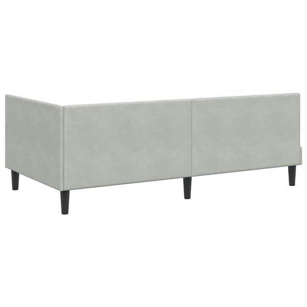 Grote foto vidaxl hoekbedframe met hoofdeinde lichtgrijs 90 x 190 cm fluweel antiek en kunst stoelen en banken