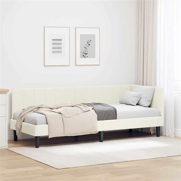 Grote foto vidaxl hoekbedframe met hoofdeinde cr me 80 x 200 cm fluweel antiek en kunst stoelen en banken