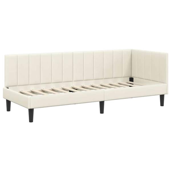 Grote foto vidaxl hoekbedframe met hoofdeinde cr me 80 x 200 cm fluweel antiek en kunst stoelen en banken