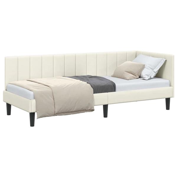 Grote foto vidaxl hoekbedframe met hoofdeinde cr me 80 x 200 cm fluweel antiek en kunst stoelen en banken