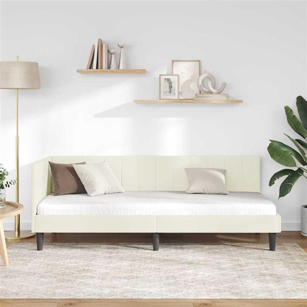 Grote foto vidaxl hoekbedframe met hoofdeinde cr me 80 x 200 cm fluweel antiek en kunst stoelen en banken