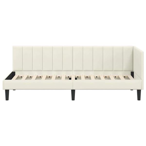 Grote foto vidaxl hoekbedframe met hoofdeinde cr me 80 x 200 cm fluweel antiek en kunst stoelen en banken