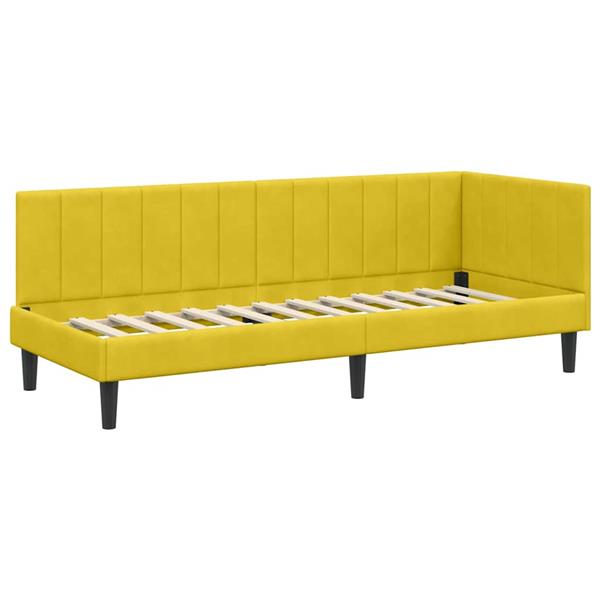 Grote foto vidaxl hoekbedframe met hoofdeinde geel 80 x 200 cm fluweel antiek en kunst stoelen en banken