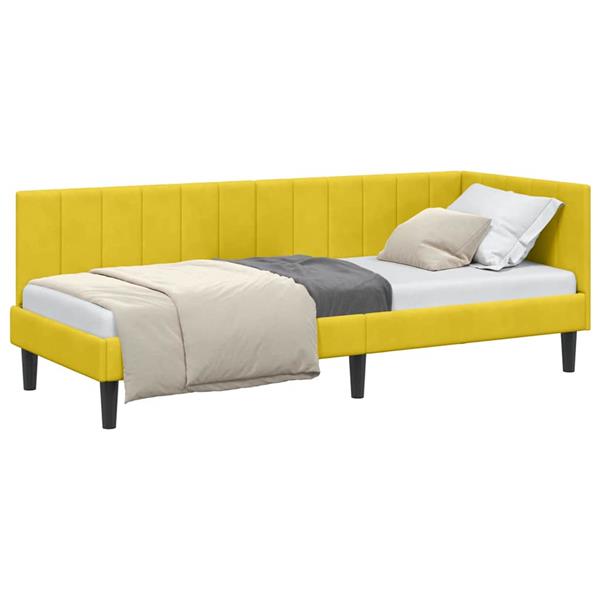 Grote foto vidaxl hoekbedframe met hoofdeinde geel 80 x 200 cm fluweel antiek en kunst stoelen en banken