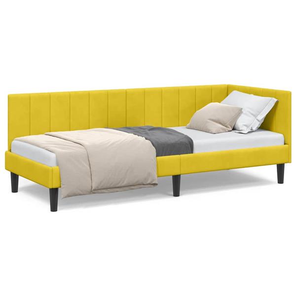 Grote foto vidaxl hoekbedframe met hoofdeinde geel 80 x 200 cm fluweel antiek en kunst stoelen en banken