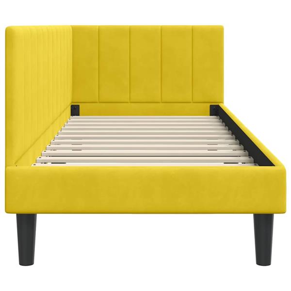 Grote foto vidaxl hoekbedframe met hoofdeinde geel 80 x 200 cm fluweel antiek en kunst stoelen en banken