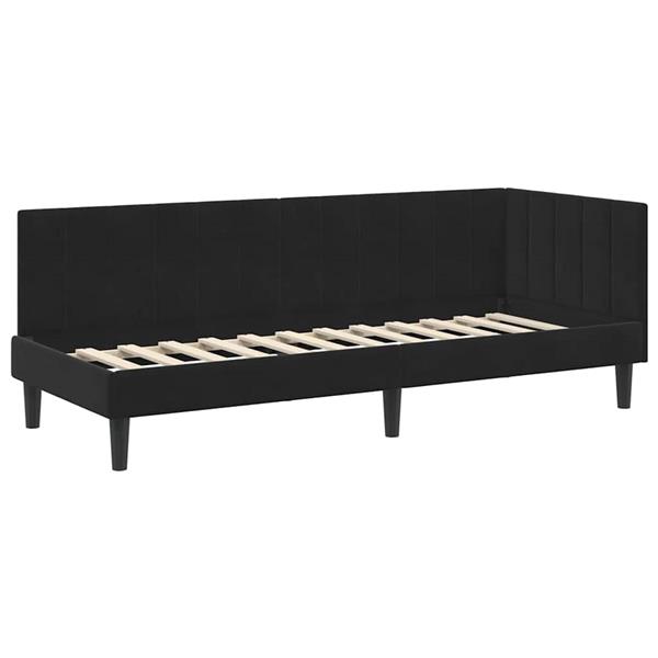 Grote foto vidaxl hoekbedframe met hoofdeinde zwart 80 x 200 cm fluweel antiek en kunst stoelen en banken