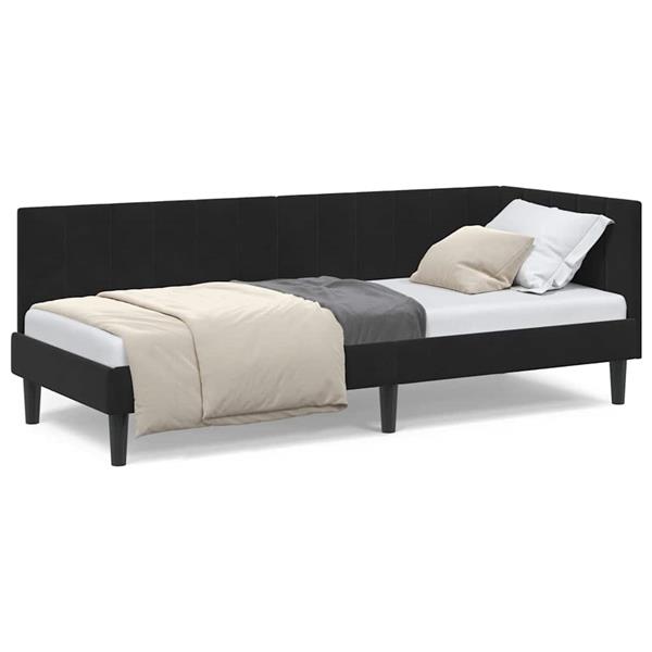 Grote foto vidaxl hoekbedframe met hoofdeinde zwart 80 x 200 cm fluweel antiek en kunst stoelen en banken